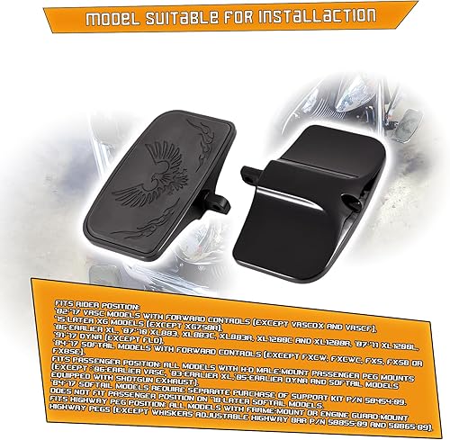 Miniatura 6 de Kinglemc Estribera de Pasajero Trasero Reposapiés de Pasajero Plataforma para Harley Dyna Electra Glide Road Electra RoadKing Fatboy Sportster 883