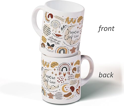 Miniatura 2 de DOTAIN Taza de cerámica con texto en inglés «Boho Rainbow Mental Health Awareness», con citas inspiradoras, con texto en inglés «Conciencia de la