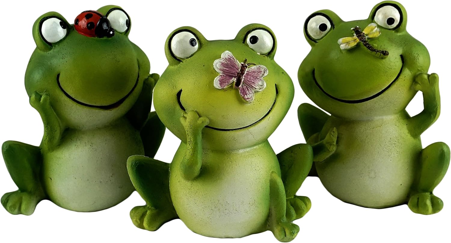 Garden Frogs Decorative Spring Figurines Set of 3 Home & Kitchen