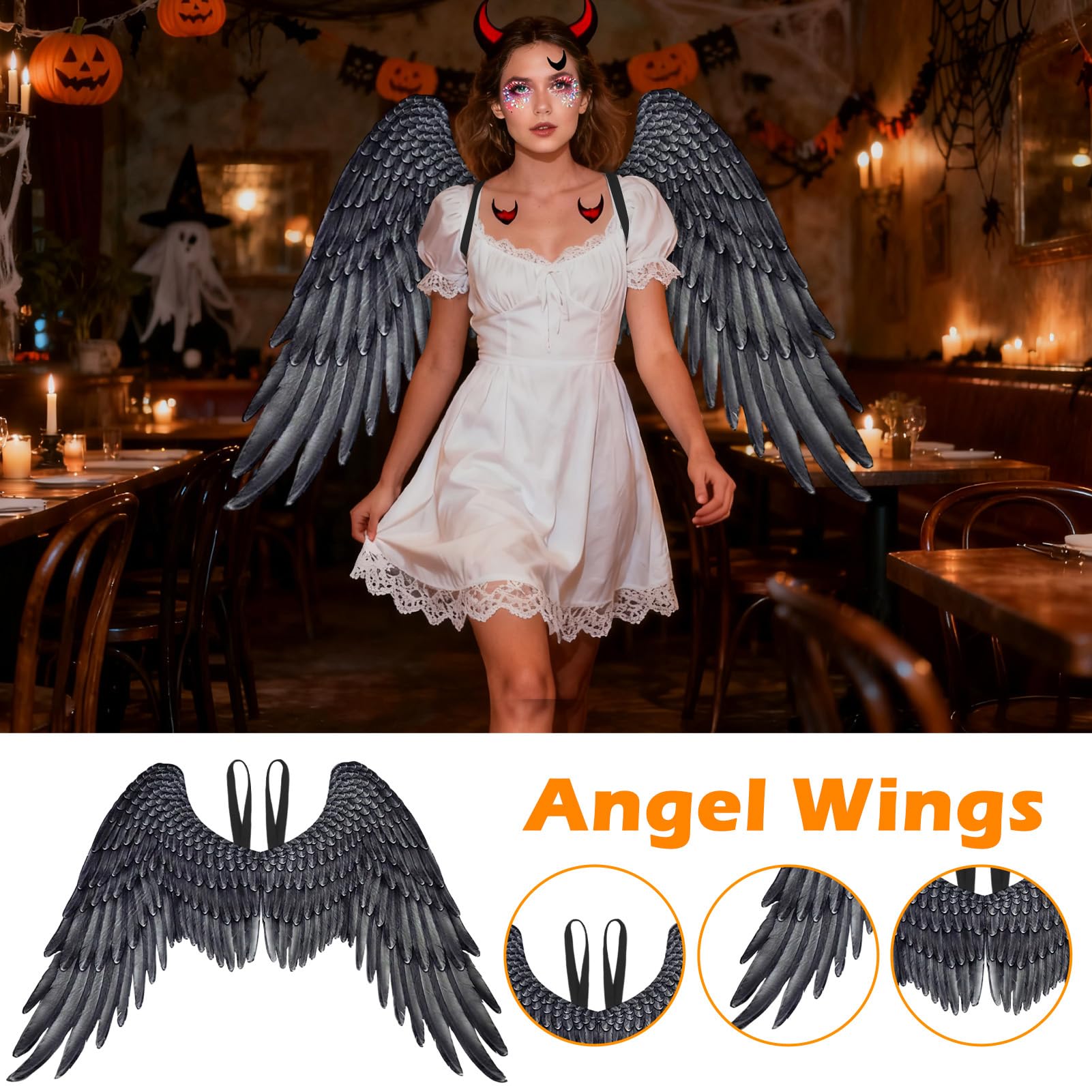 d'angelo per adulti, realistici di Natale, costume da angelo per giochi di ruolo e feste, per Halloween, carnevale, compleanno, feste in maschera, cosplay, teatro, sessione