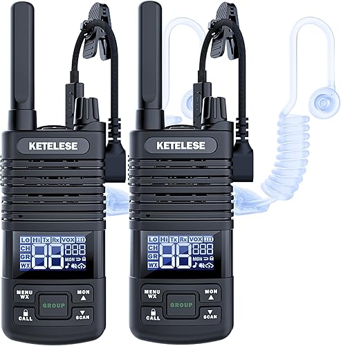 KETELESE T1 FRS Walkie Talkie Set para adultos, radio bidireccional de largo alcance, con auricular de radio familiar Walkie-Talkie, NOAA, VOX,
