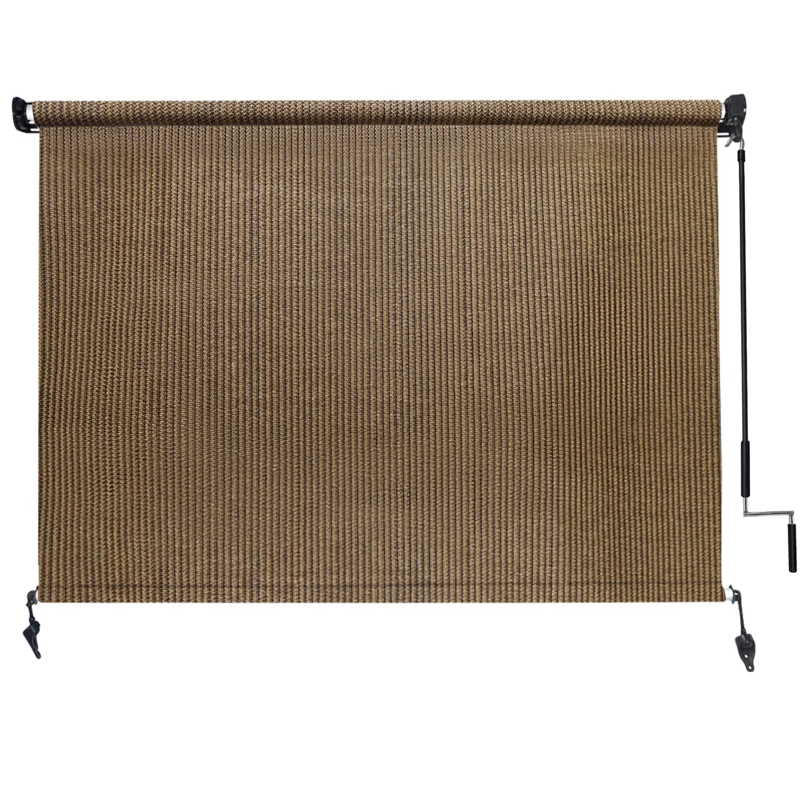 Amagenix Outdoor Roller Shades 10'(W) X 8'(H), Exterior Cordless Patio Shades Roll Up Outdoor Blinds with Spliced Poles Design, 90% UV Protection for Porch Gazebo Pergola, Coffee Brown