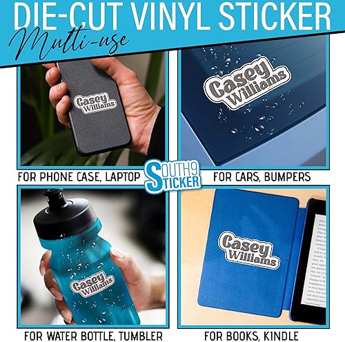 Miniatura 4 de Calcomanías de vinilo troqueladas impermeables con nombre retro para niños, niñas, adultos, para botella de agua, laptop, casco duro, regalos para