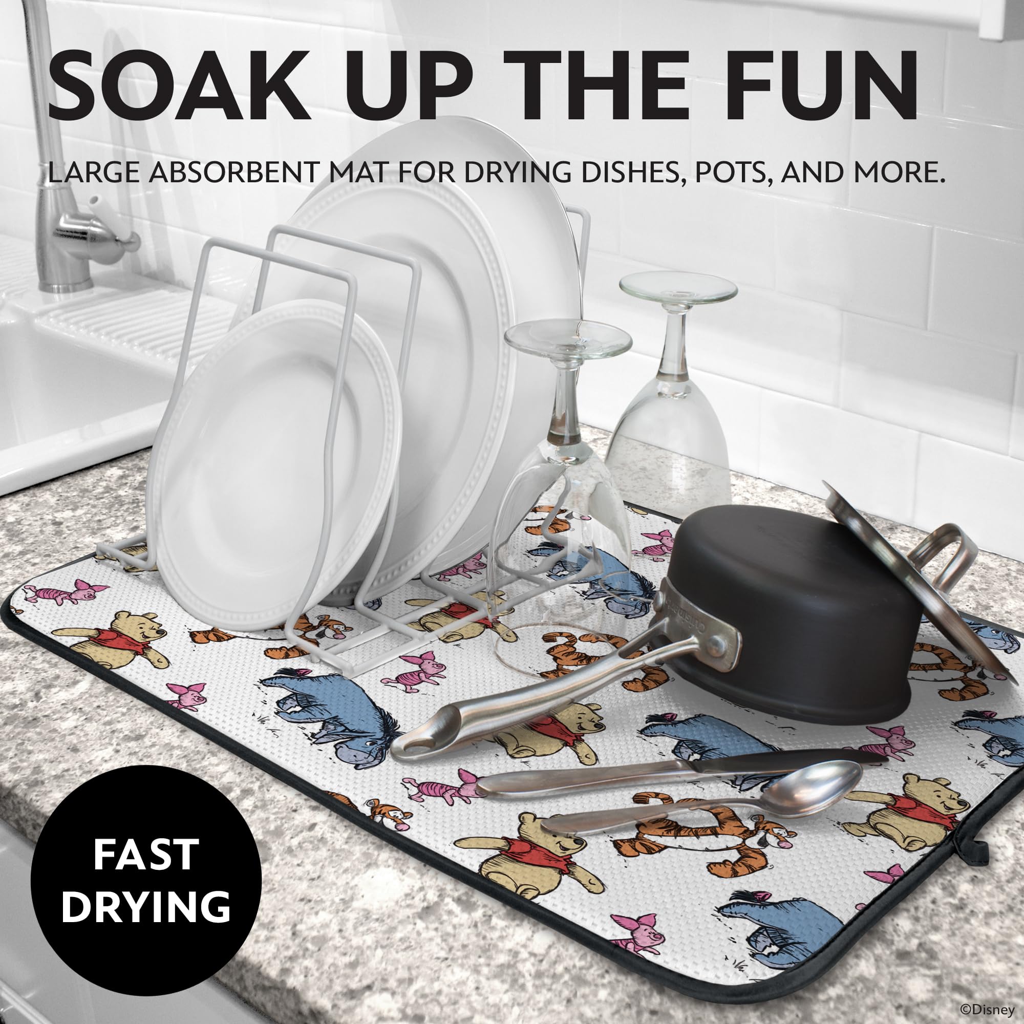 Disney Dish Drying Mats for Kitchen Counter (2 Pack) – 16