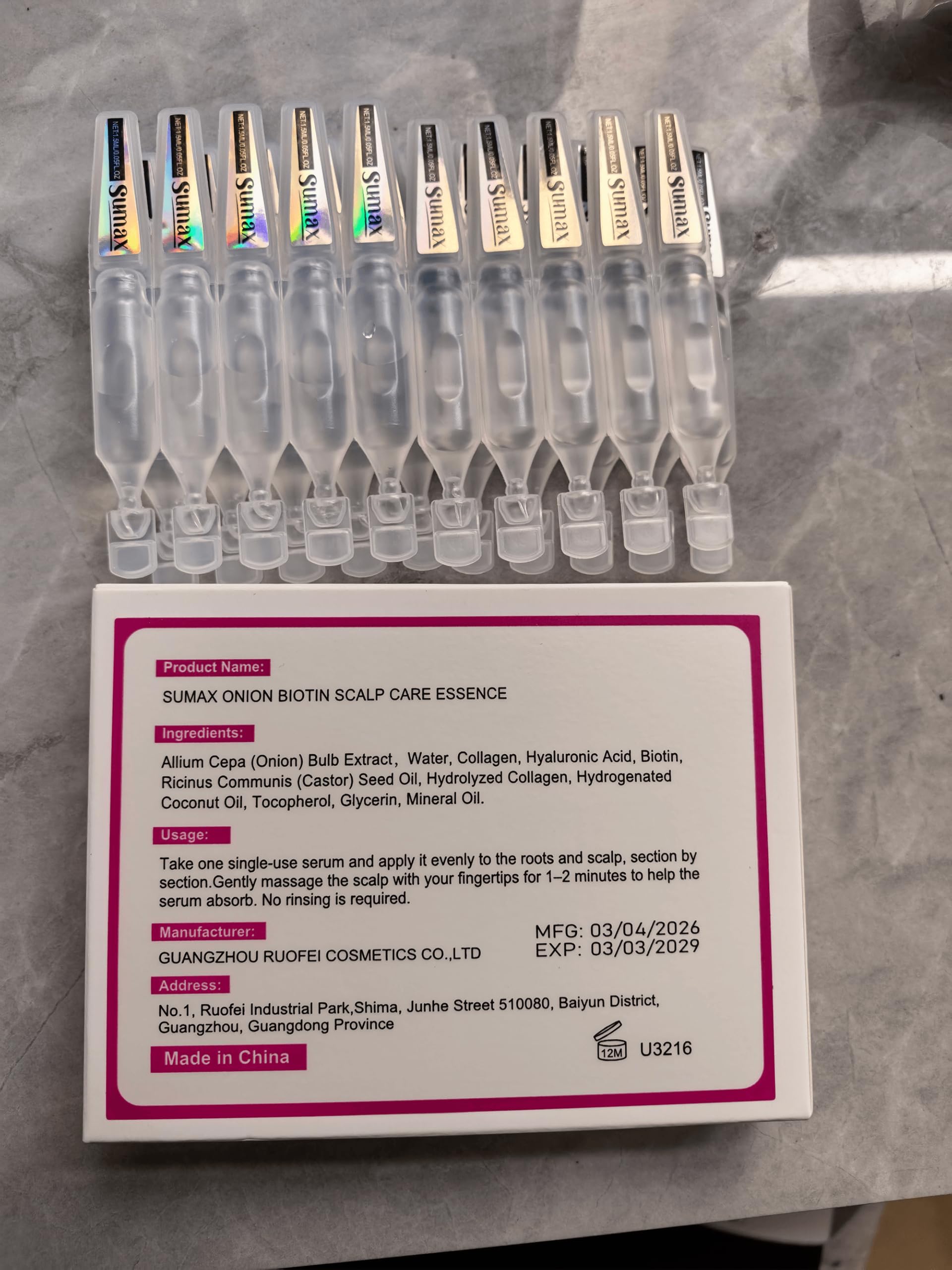Czerwony olejek cebulowy do porostu włosów, nawilżające serum do skóry głowy, naturalny ekstrakt z cebuli i rozmarynu i czarnych nasion, spray ziołowy – nawilżający i odżywczy (6 pudełek)