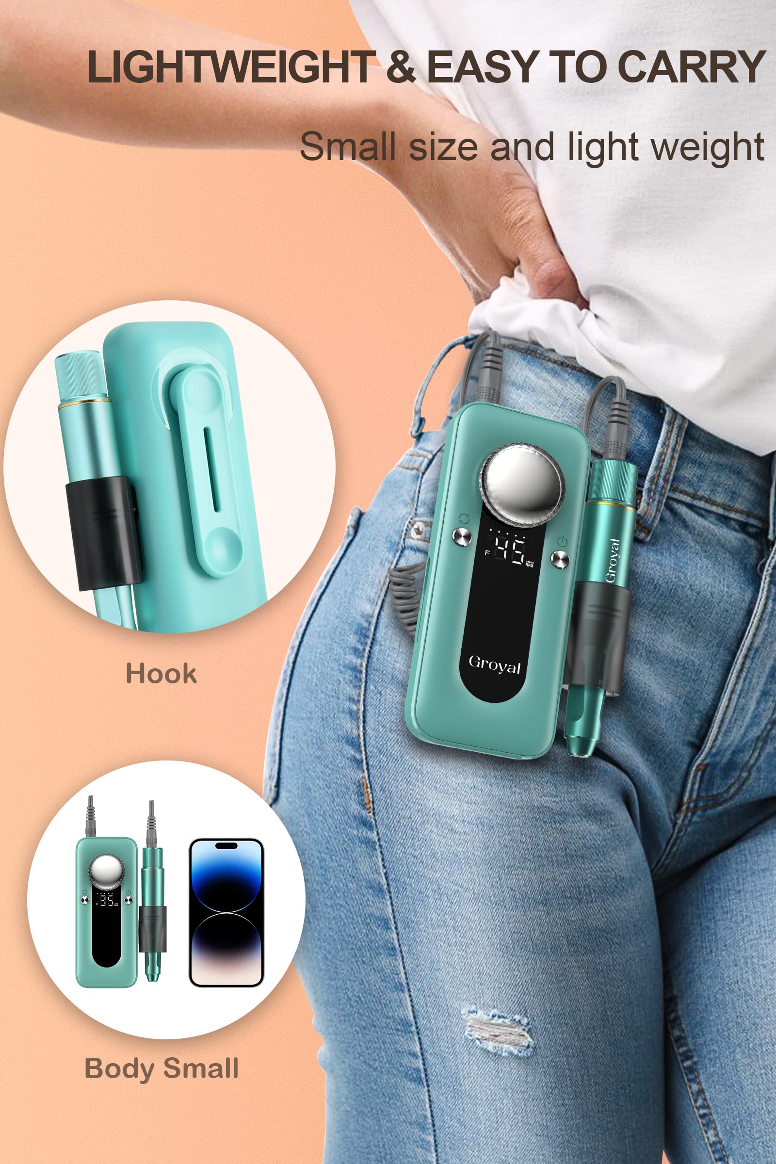 Taladro de uñas eléctrico profesional, lima de uñas eléctrica inalámbrica de 45000 RPM para uñas de gel acrílicas, herramienta profesional de manicura, pedicura, pulido, herramientas para el salón del 4