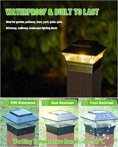 Miniatura 5 de Luces solares para postes de valla de 25 lúmenes (paquete de 8, negro) y luces solares de 50 lúmenes para postes de valla (paquete de 4, negro)