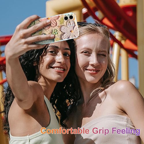 Miniatura 8 de EYZUTAK Funda para iPhone 12, colorida pintura al óleo retro flor rayo láser patrón brillante lindo exquisito floral flor teléfono cubierta elegante