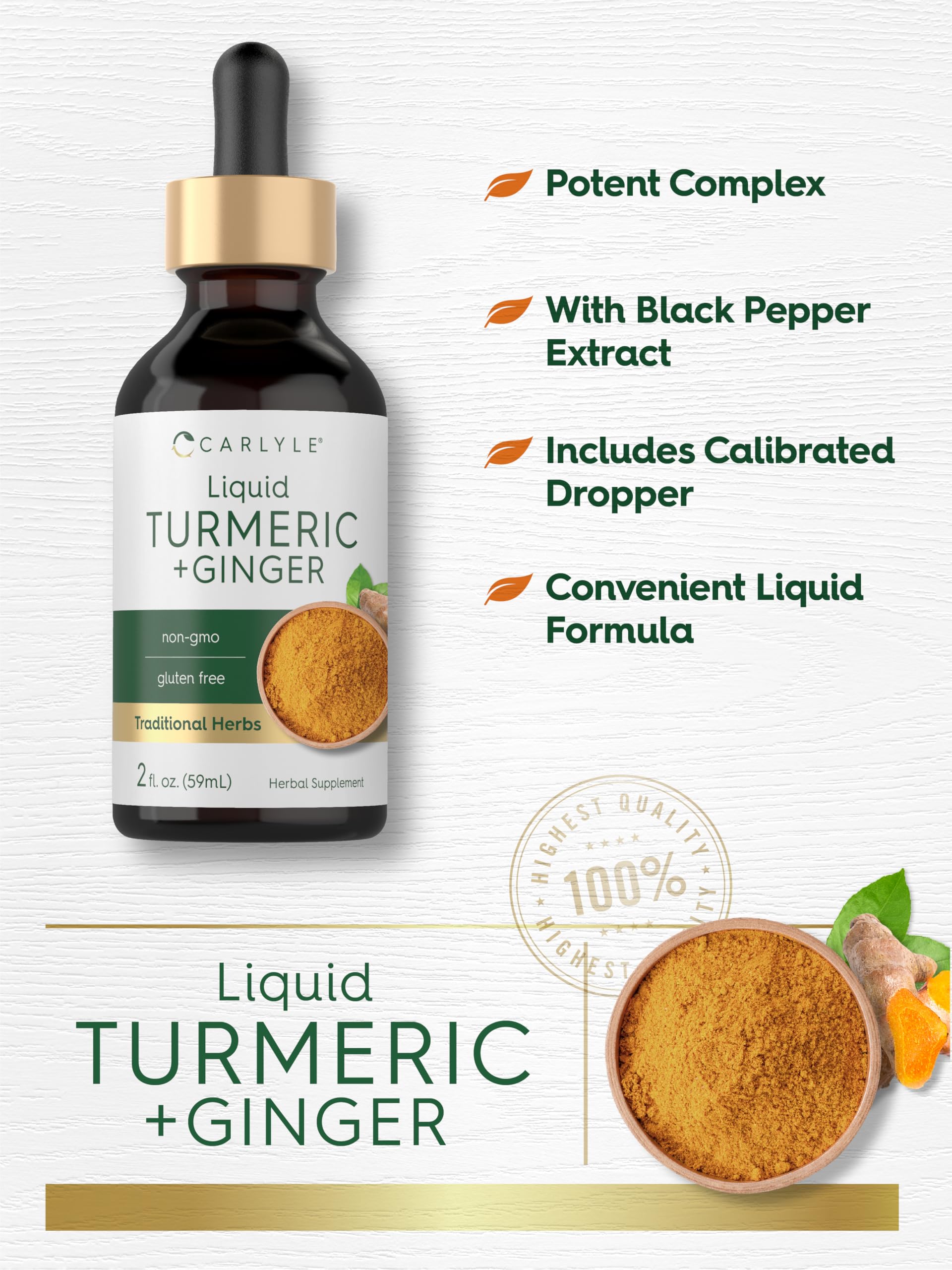 Carlyle Turmeric and Ginger Drops 2 fl oz | with Black Pepper — Amazon image 4