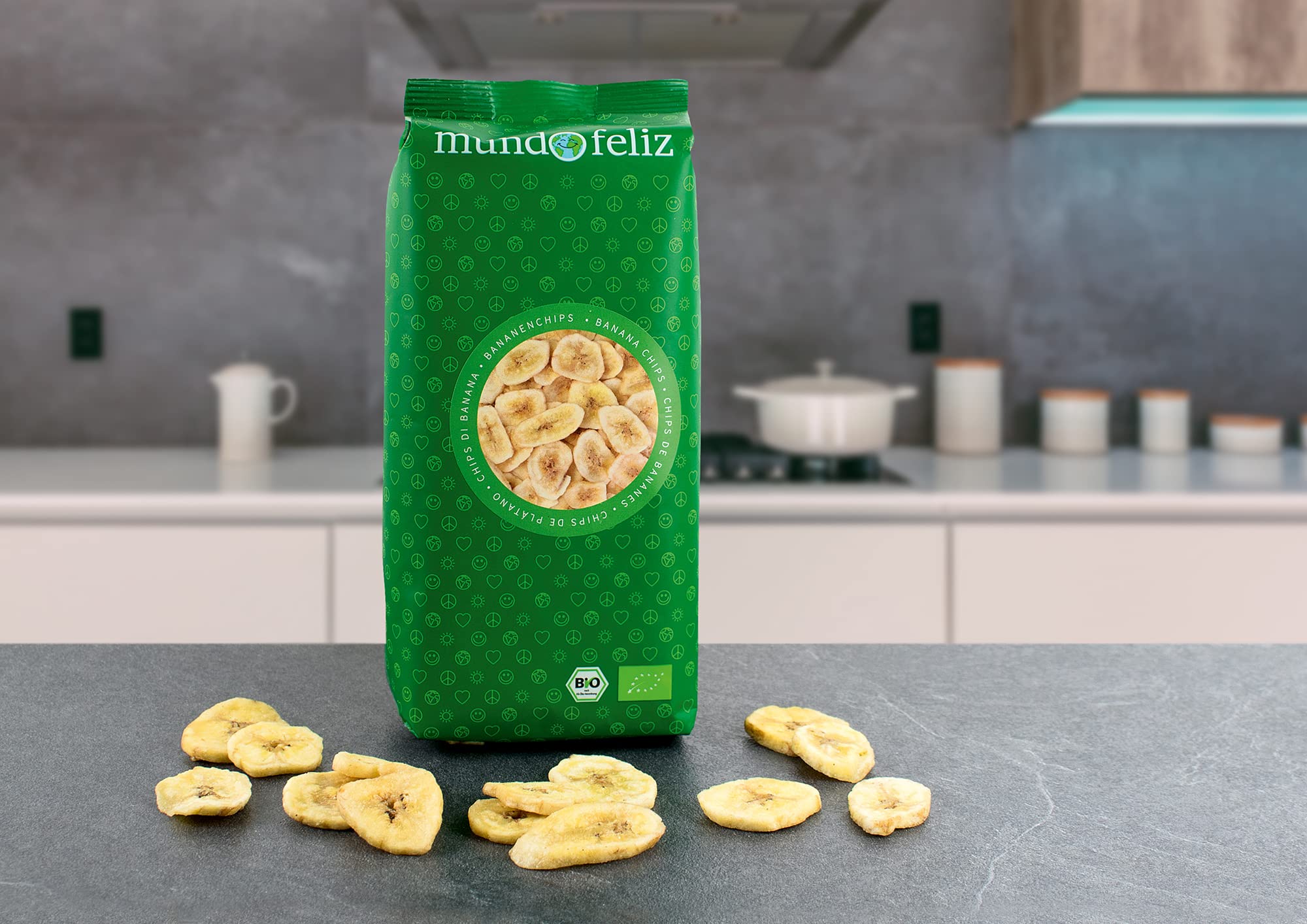 Mundo Feliz Chips de Plátano Ecológicos, 3 x 250 g
