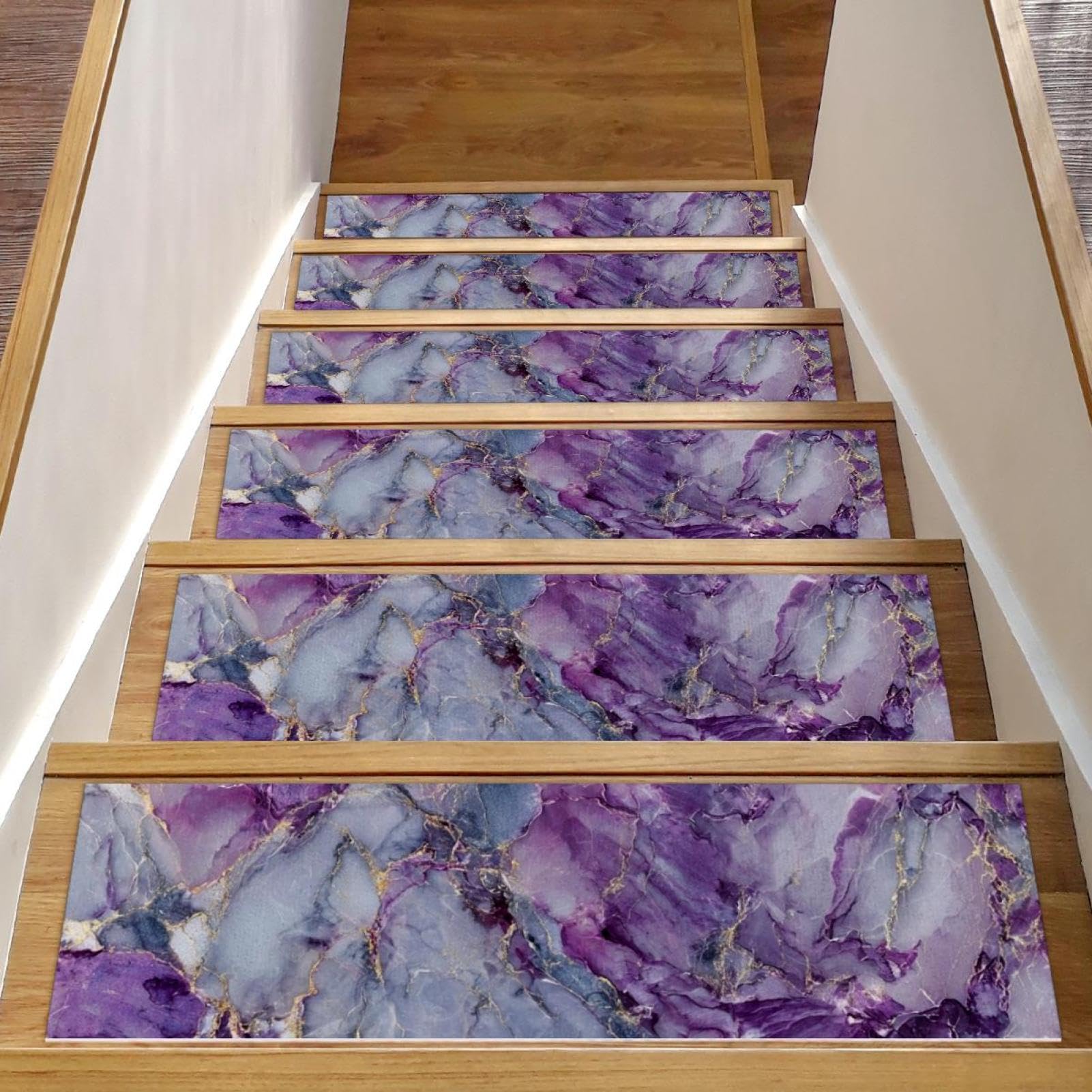 Alfombras para escalones interiores CHENZZZZ mármol morado de madera