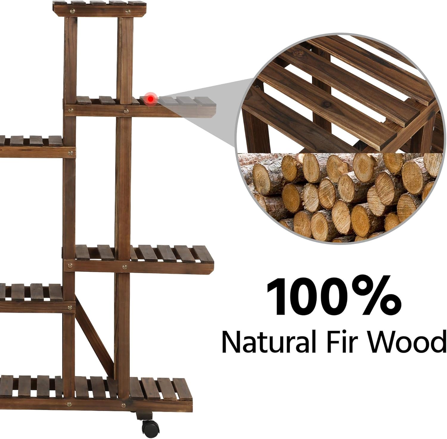 Yaheetech Rolling Plant Stand Shelf Indoor 6-Tier Wood Plant Pots Shelves Tiered Flower Rack with Detachable Wheels for Multi Plants Outdoor Plants Holder Garden Balcony Patio Living Room : Patio, Lawn & Garden