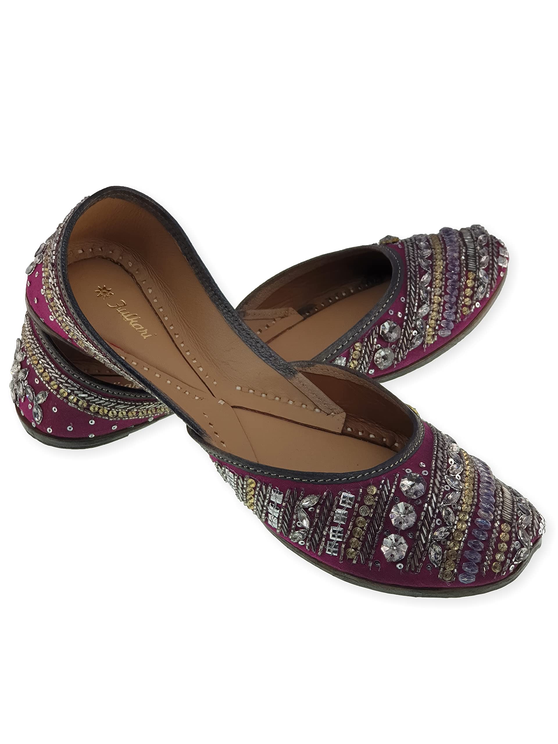 Women's Snowdrop Genuine Soft Leather Embroidered Jutis | Bite and Pinch Free Jutti | Punjabi Formal Juttis | Girl's Wedding Flat Ladies Mojari | Formal Ethnic Juti |-image-29