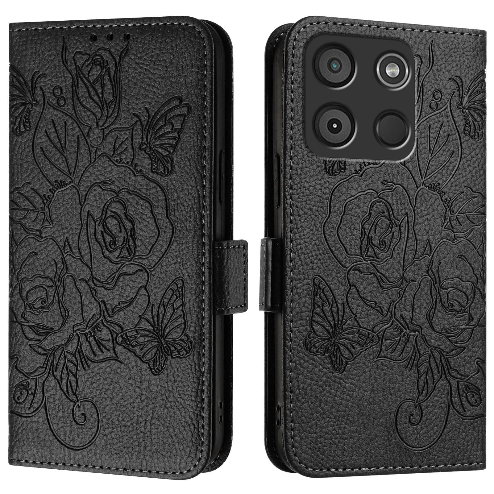BRAND SETfor Itel A60 Wallet Case,PU Leather with Magnetic Closure Card Holder Stand Cover, Leather Wallet Flip Phone Cover for Itel A60-Black
