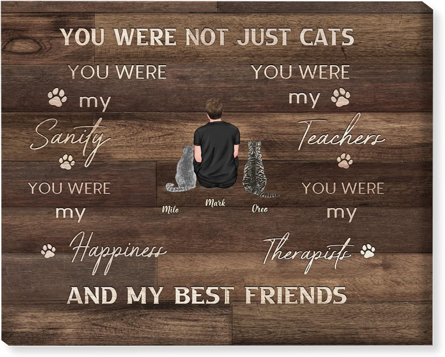 GOSSBY Personalized Custom Canvas (Man and Cat, dog) You are not just cat and dog Personalized Canvas Picture Of Dog, Custom Canvas Pet, Canvas Dogs Design, Dog Canvas Wall Art Motivational Dog Canvas