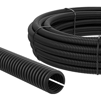 AUPROTEC Corrugated Pipe Slotted 2 to 50 m / Empty Tube Slotted / Corrugated Pipe UV Resistant / Cable Protection Hose / Cable Hose Black - Inner Diameter 12 mm Length 2 m