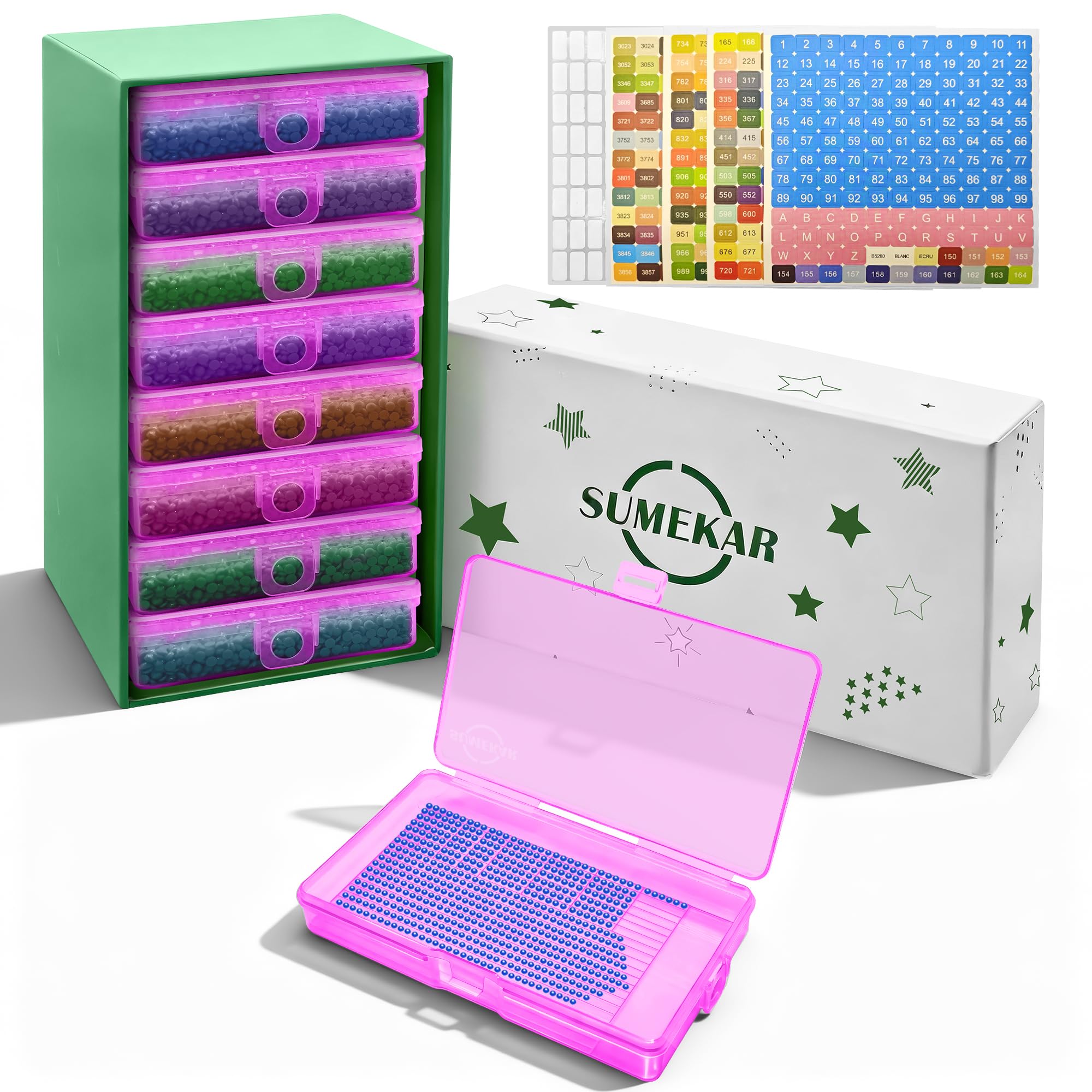 Sumekar 8PCS Extra Large Diamond Painting Storage Containers Trays,Diamond Painting Accessories,2-in-1 Diamond Art Trays with Lids(Purple)
