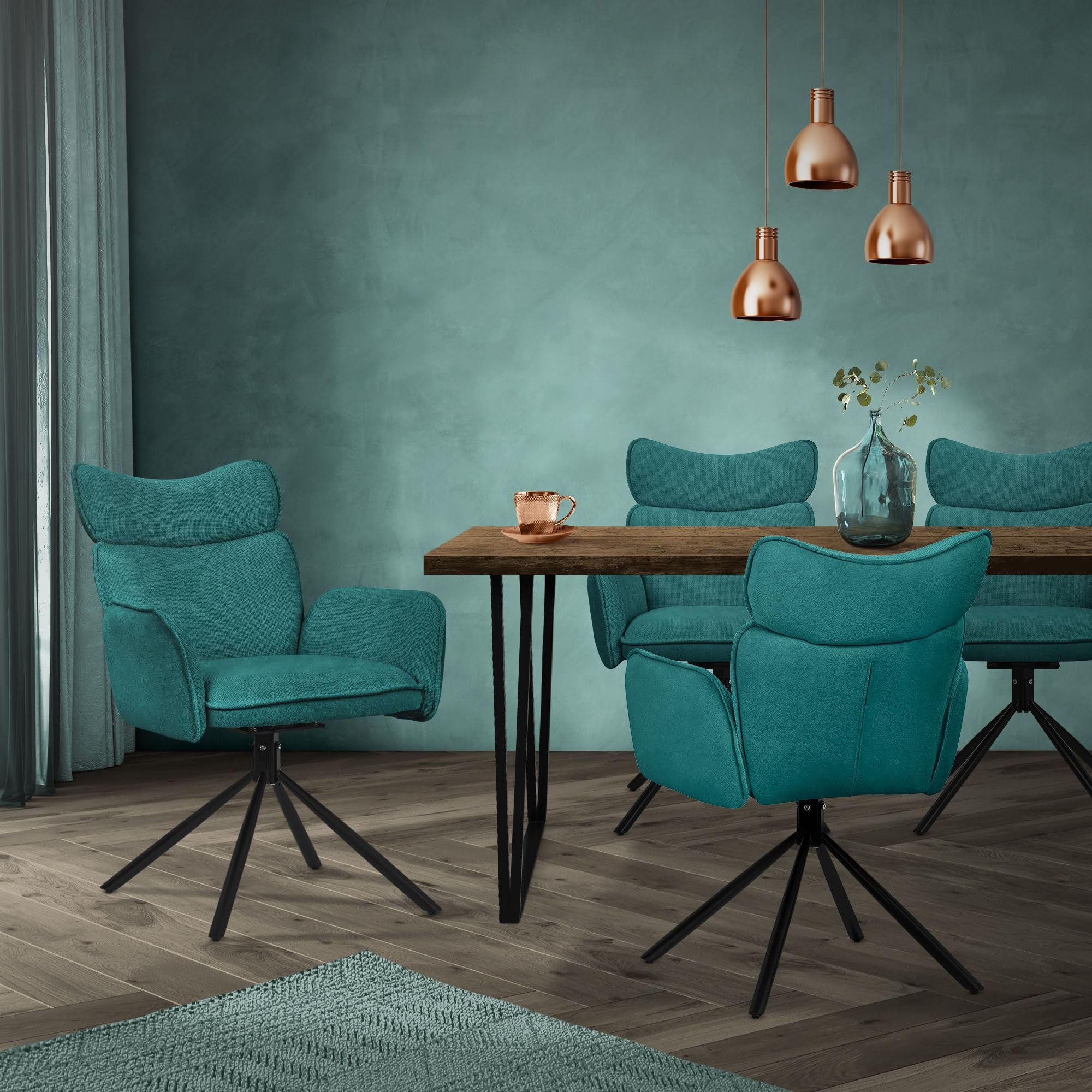 ML-Design Krzesla do Jadalni Obrotowe 2 szt. Benzyna Tapicerowane Fotele z Podlokietnikami i Oparciem 360° Komfortowe Krzesla Metalowe Nogi Ergonomiczne Krzeslo Kuchenne Salonowe Wypoczynkowe