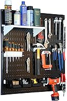 Vista 7 de Kit de almacenamiento de herramientas utilitario de tablero de clavijas de metal Wall Control con tablero de clavijas negro y accesorios negros