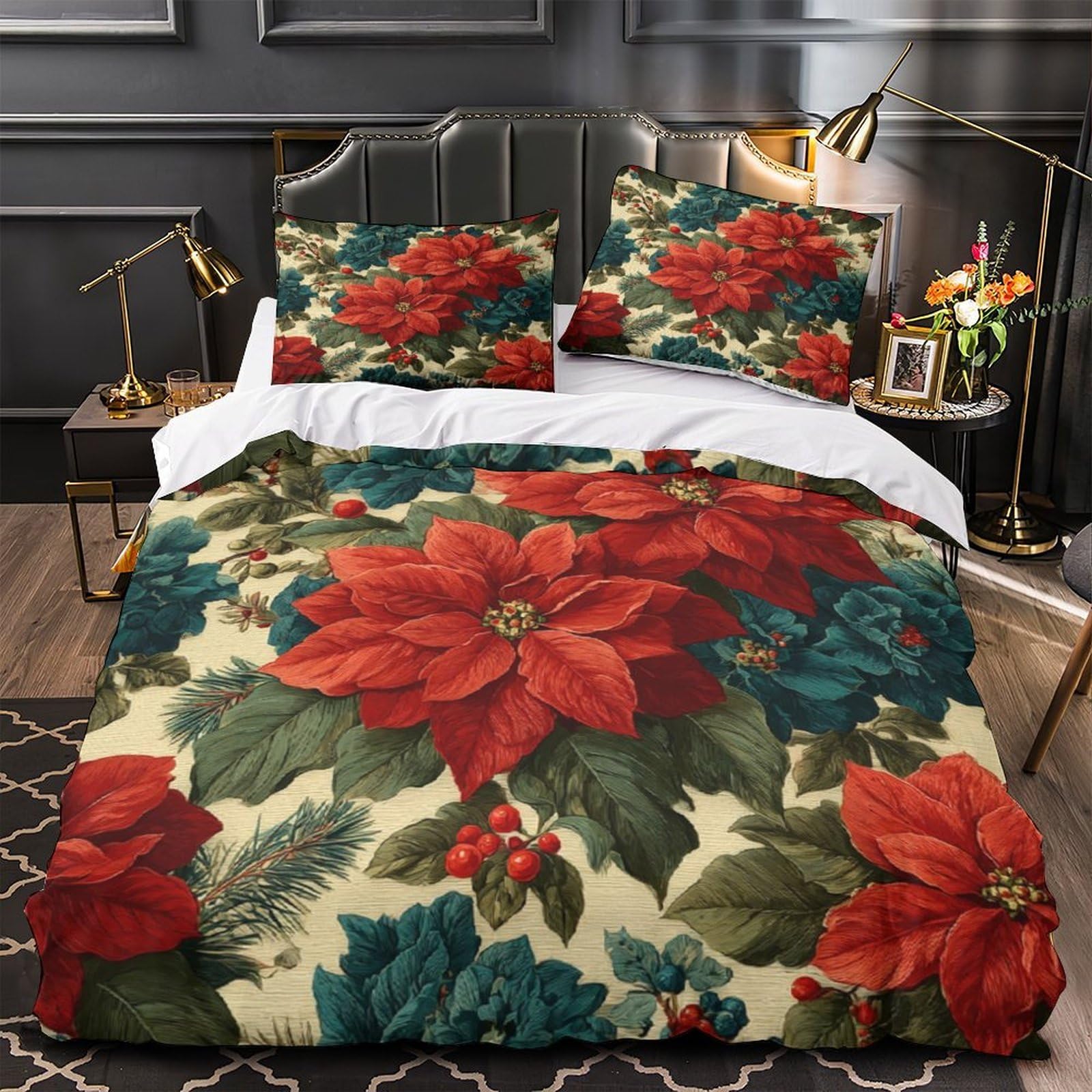 Housse de couette Noël 200x200 microfibre avec parure de lit 3D