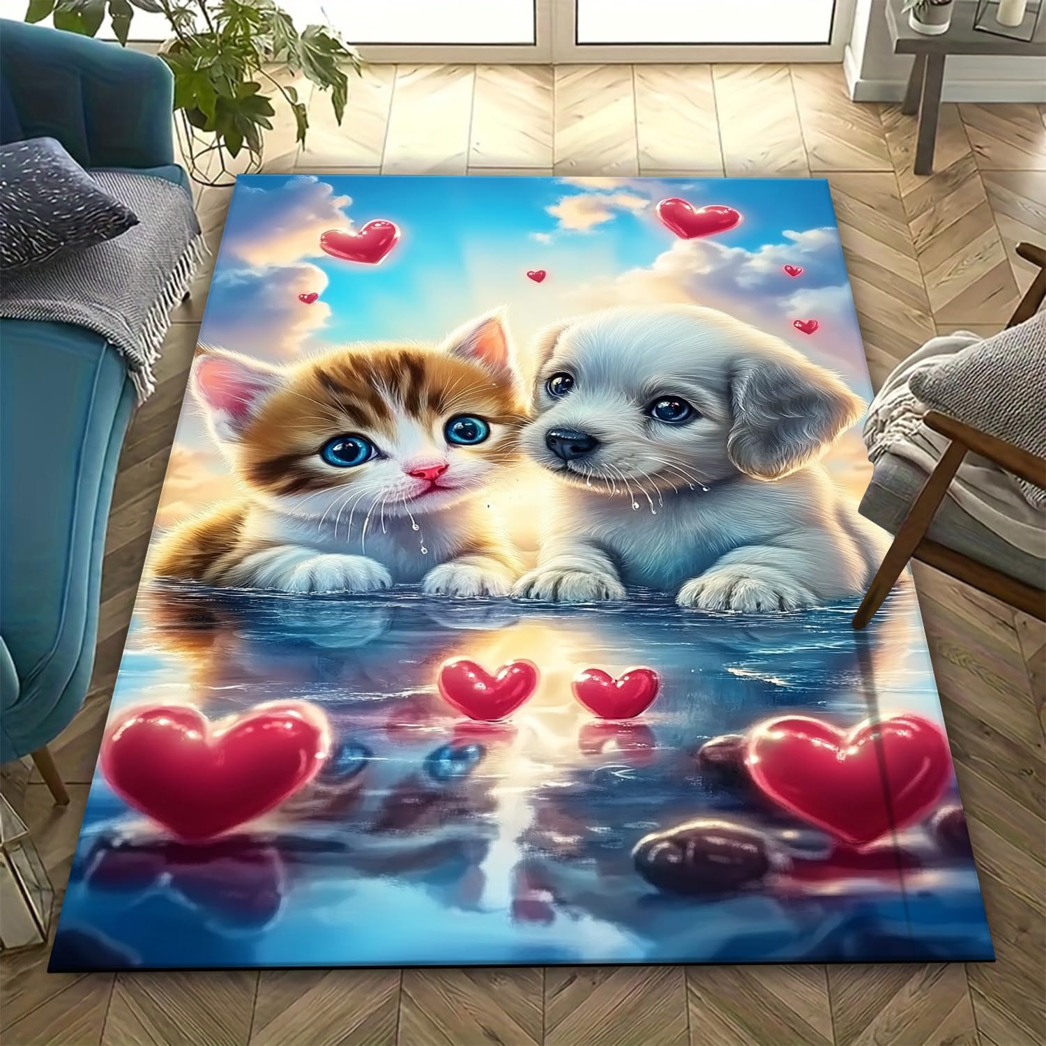 Tapis anti-fatigue poils courts imprimé 3D avec envers antidérapant sûr