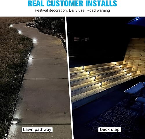 Miniatura 7 de VOLISUN Luces Solares de Cubierta de Navidad Luces de Muelle de Entrada, Paquete de 4 LED IP67 Impermeables Luz de Advertencia de Escalón para Rojo