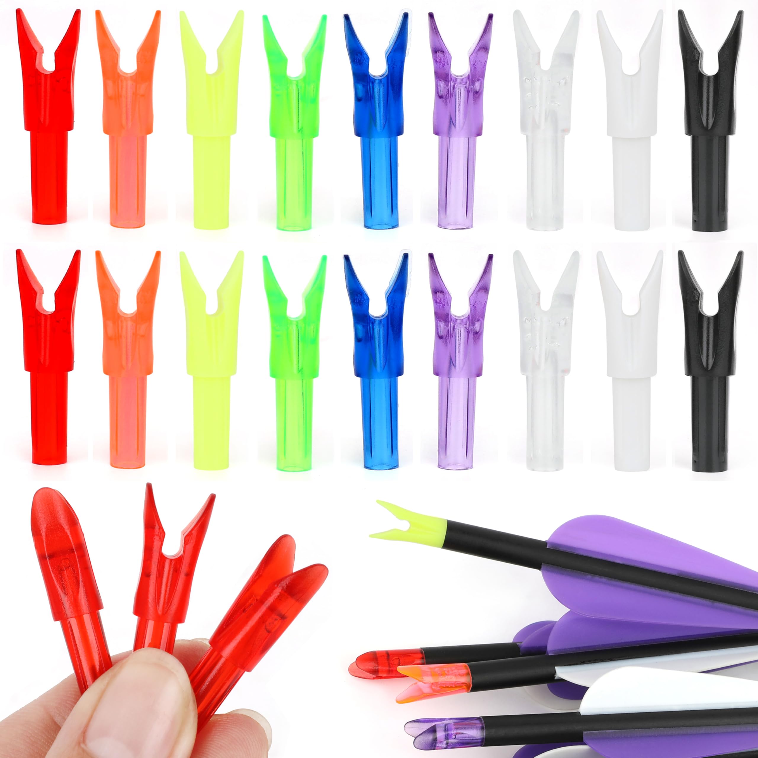 limaity 50 Pcs Rapid Fire Arrow Nock-Tail Fast Nocking ID 6.20mm/.244inch Insert Tails for Archery Hunting Target Shooting (Type-1, Transparent White) โ image 1