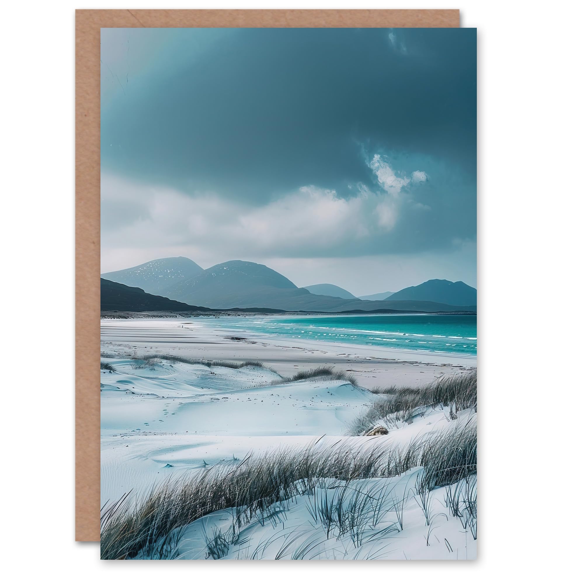 Artery8 Greeting Card Isle Harris Scotland White Sand Luskentyre Beach Blank For All Him Or Her Art Birthday Card
