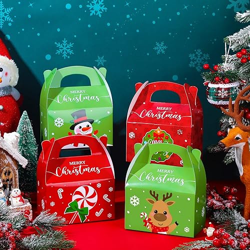 Miniatura 2 de 24 cajas de dulces de Navidad de cartón con asas, cajas de regalo de Navidad 3D con impresión vibrante para regalos de fiesta, dulces de chocolate y