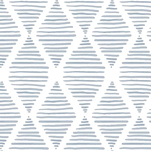 Papel tapiz moderno de rayas para despegar y pegar, papel de contacto azul y blanco, 17.7 x 197 pulgadas, papel tapiz geométrico autoadhesivo, papel