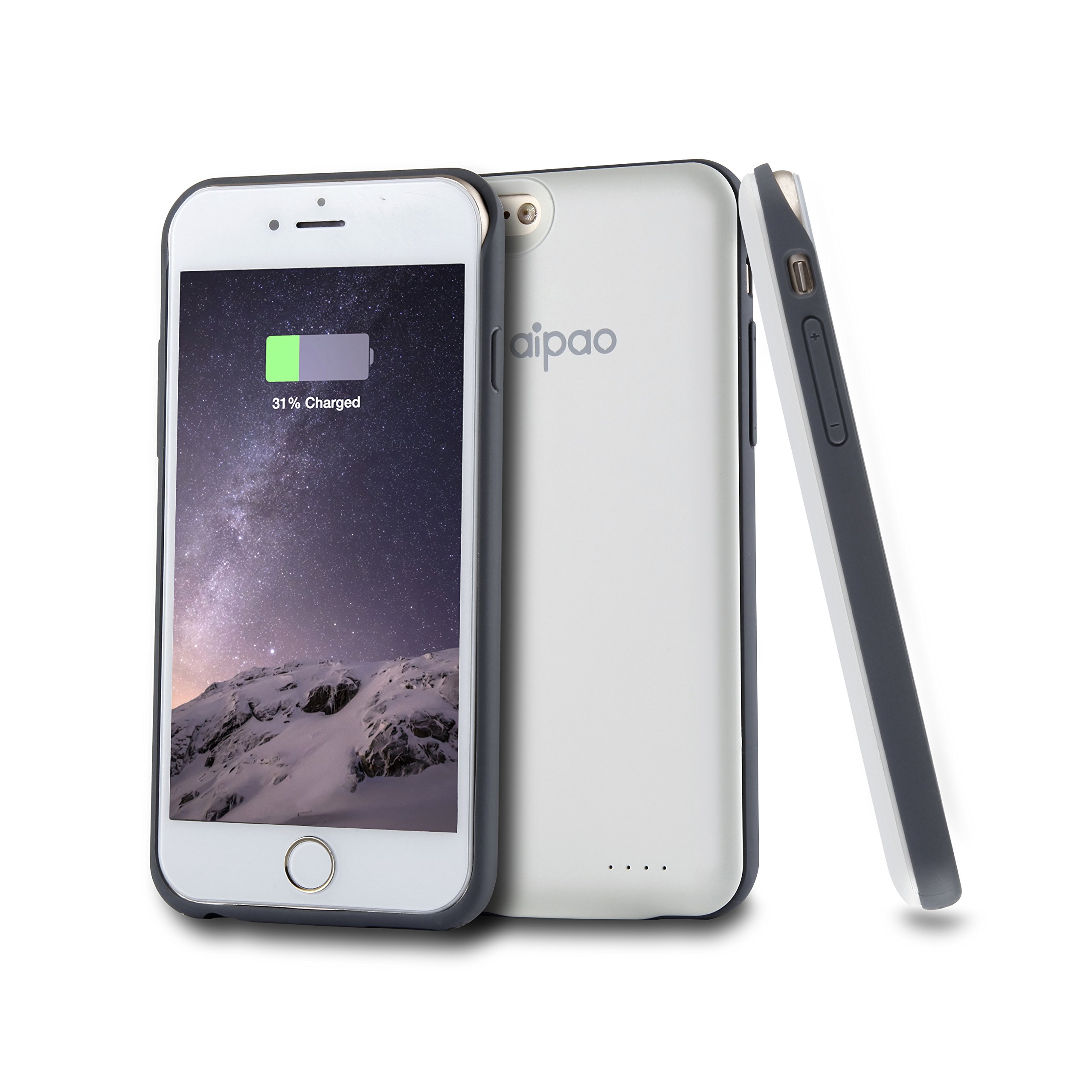 iPhone 6 / 6S Battery Case, Aipao Ultra Slim Extended Battery Case for iPhone 6 / 6S (4.7 inch) with 2850mAh Capacity / 157% Extra Battery [Slim Hard Shell Skin] [Easy Installation] (Ivory White)