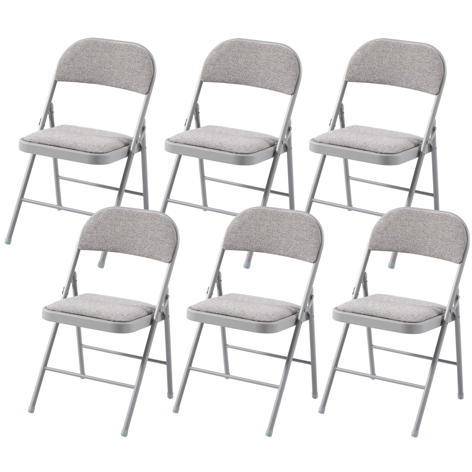 Charles Jacobs Cushioned Fabric Folding Chairs with a Grey Metal Frame - Set of 6