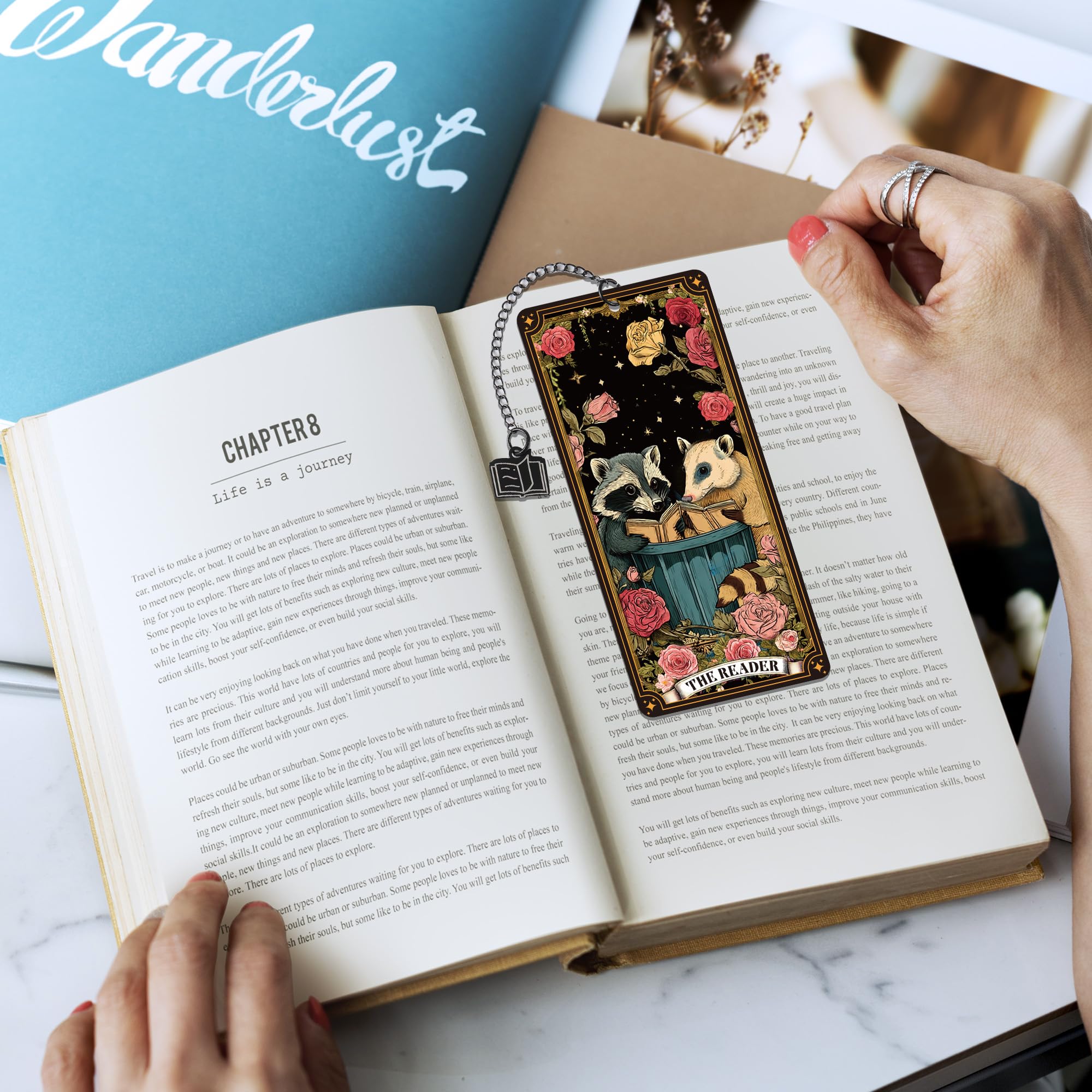Metal Bookmark, Gothic Book Marks with Roses Design, Spicy Smut Page Marker Clips for Book Lovers, Dark Romance Merch Bookish Gifts for Reading Women Birthday Christmas: Cute Raccoon