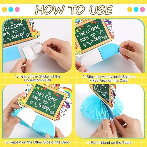Miniatura 3 de JULMELON Decoraciones de regreso a clases, centro de mesa de panal de abeja, 8 piezas de suministros de bienvenida para el aula para el primer día