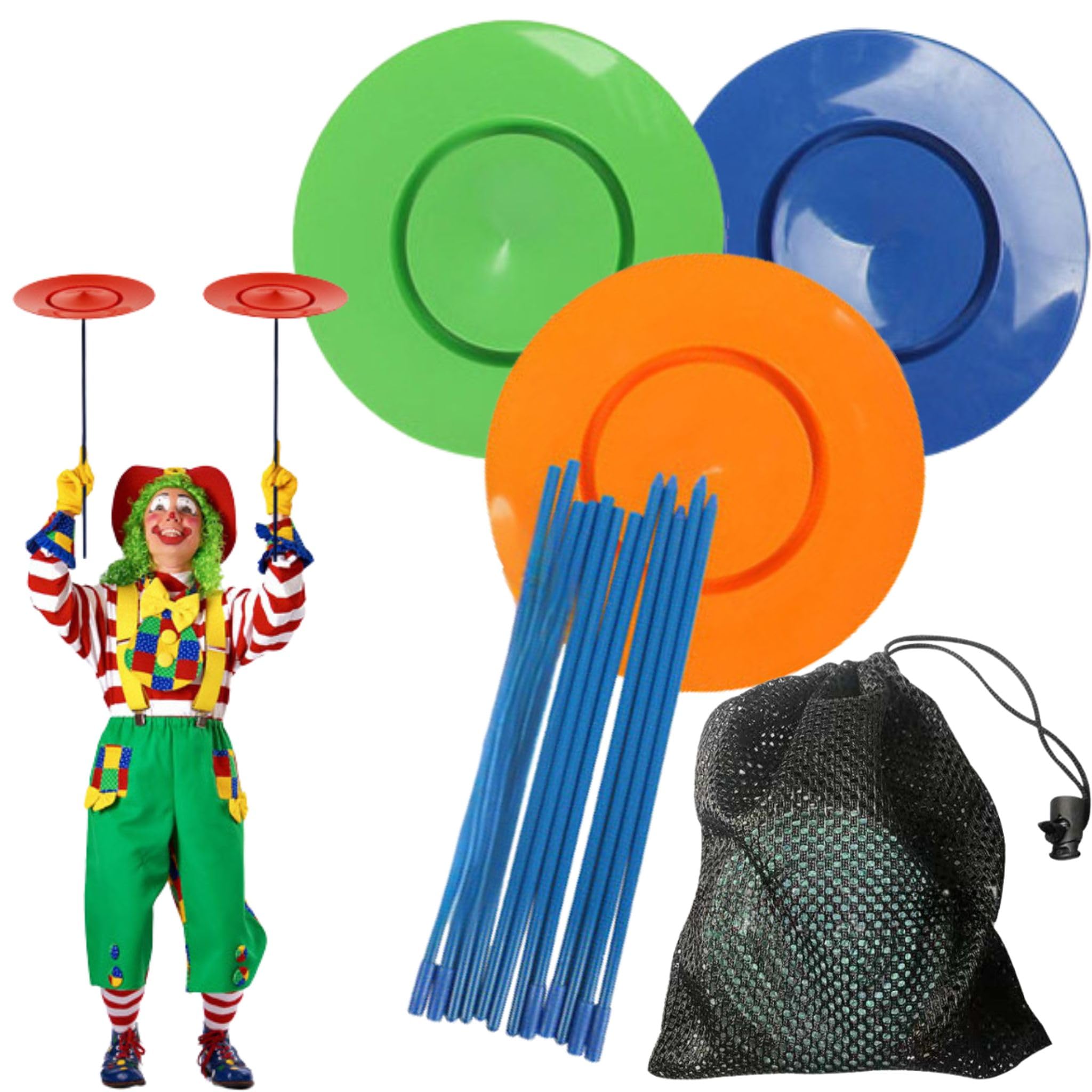 Bath&Bath Plate Spinning Set 3 Plates 10in Plastic Juggling Beginner
