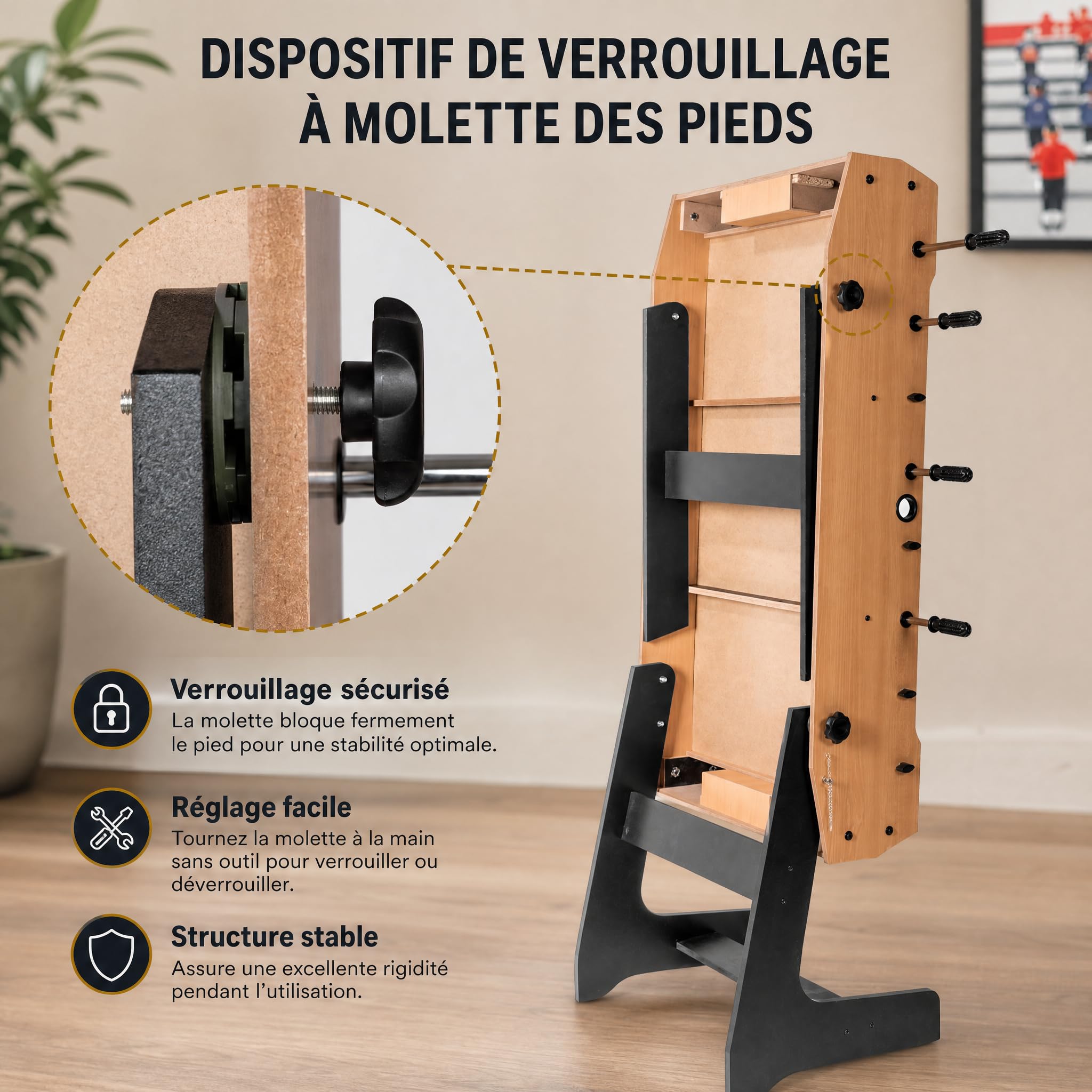 HLC Table de Babyfoot Pliable sur Pied 121 * 61 * 81cm,Jeu de Baby Foot idéal pour Les fêtes, Les Bars, Les familles, Le Cadeau Parfait pour Adultes et Enfants.