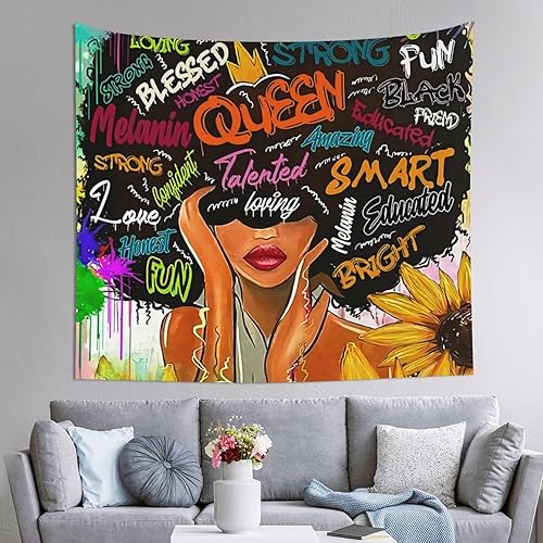 Miniatura 2 de Maynofu Tapiz de mujer negra africana, retro, para colgar en la pared, tapices estéticos para dormitorio, sala de estar, 50 x 60 pulgadas
