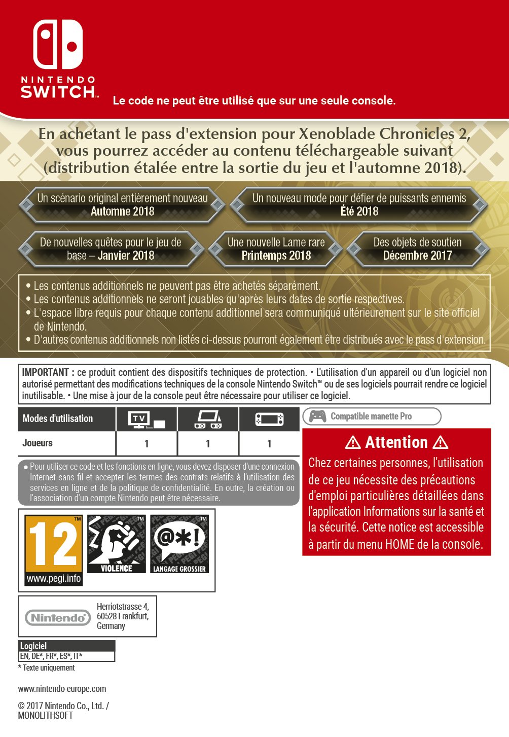 Xenoblade Chronicles 2 : Expansion Pass DLC | Switch - Version digitale/code