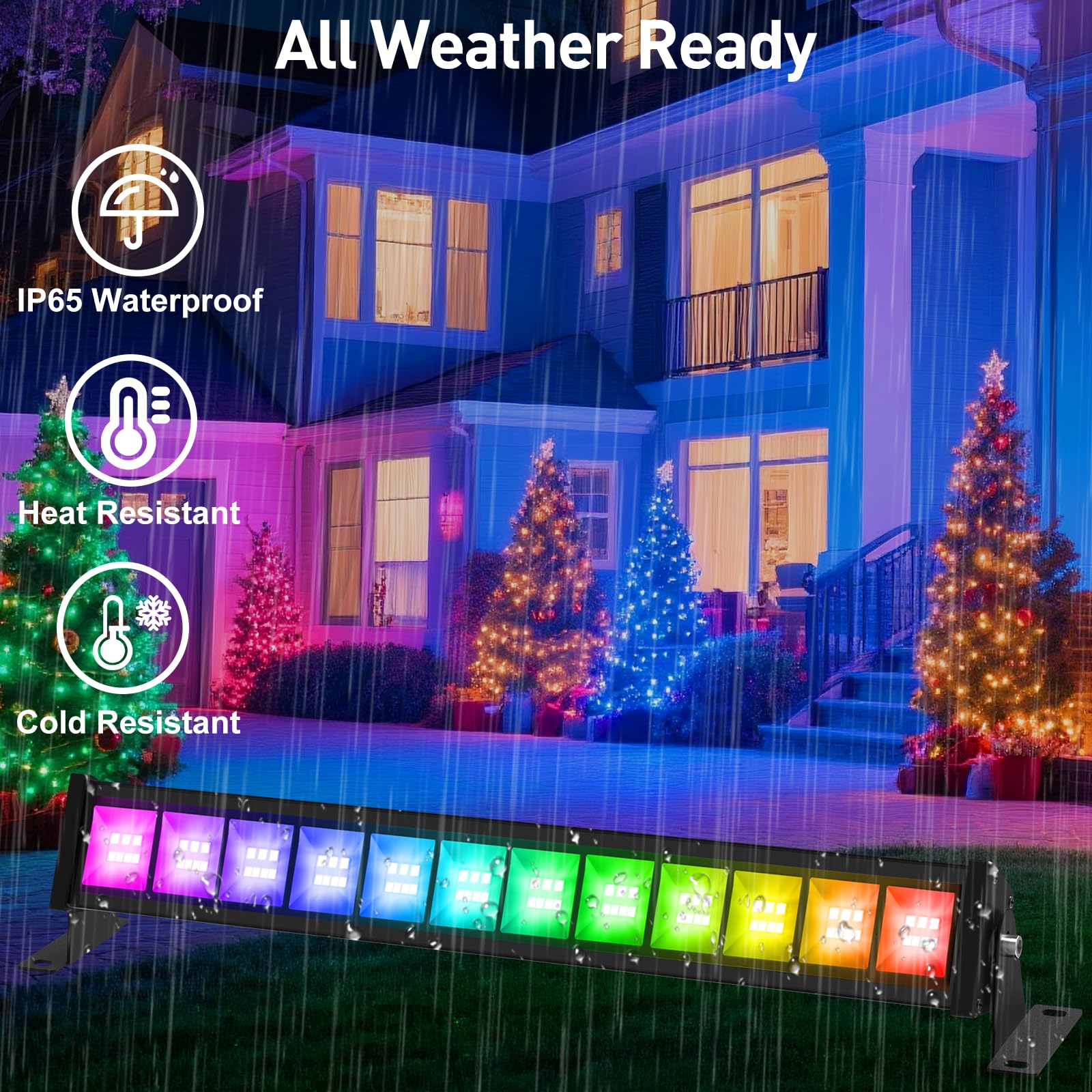 T-SUNUS RGB Strahler Outdoor, 50W RGB LED Strahler WiFi mit Bluetooth APP Steuerung, IP66 Wasserdicht, Wallwasher Licht Partylichter für Garten Party Weihnachten Halloween