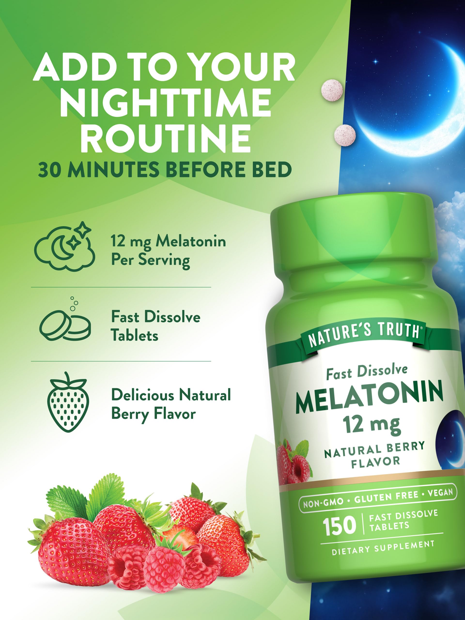 Nature's Truth Melatonin 12mg | 150 Tablets | Fast Dissolve — Amazon image 5