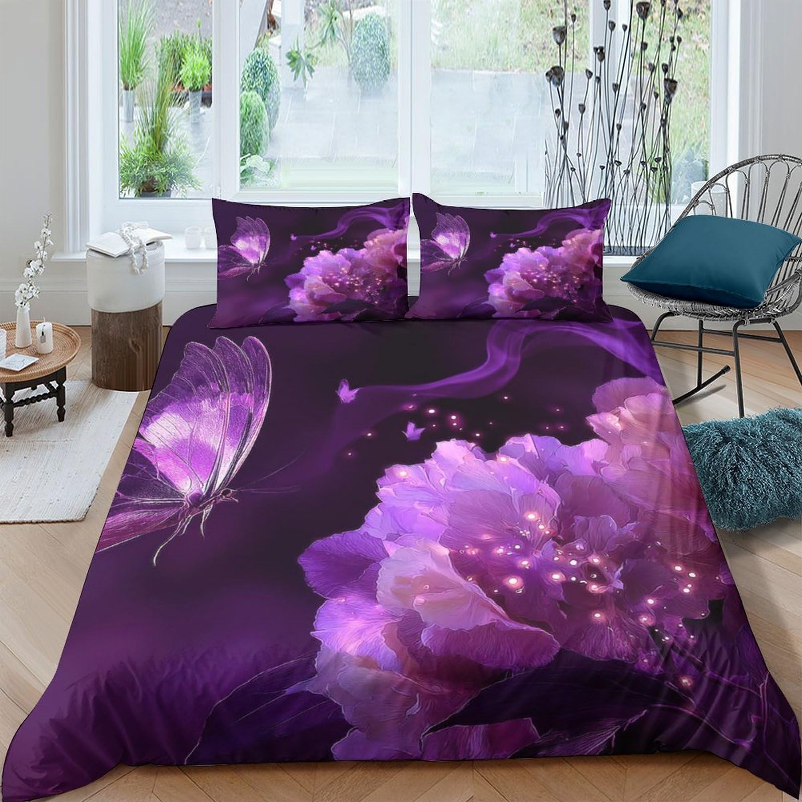 3D Printed Butterfly Quilt Cover, Microfiber Duvet Cover Hidden Zipper for