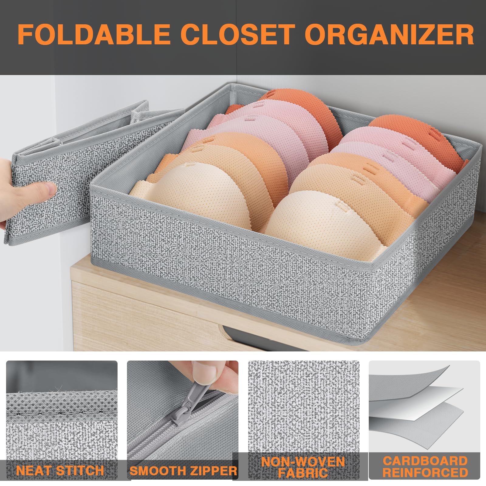 DIMJ Organizer per cassetti, in tessuto, per armadi, vestiti, 12 pezzi (motivo formiche)