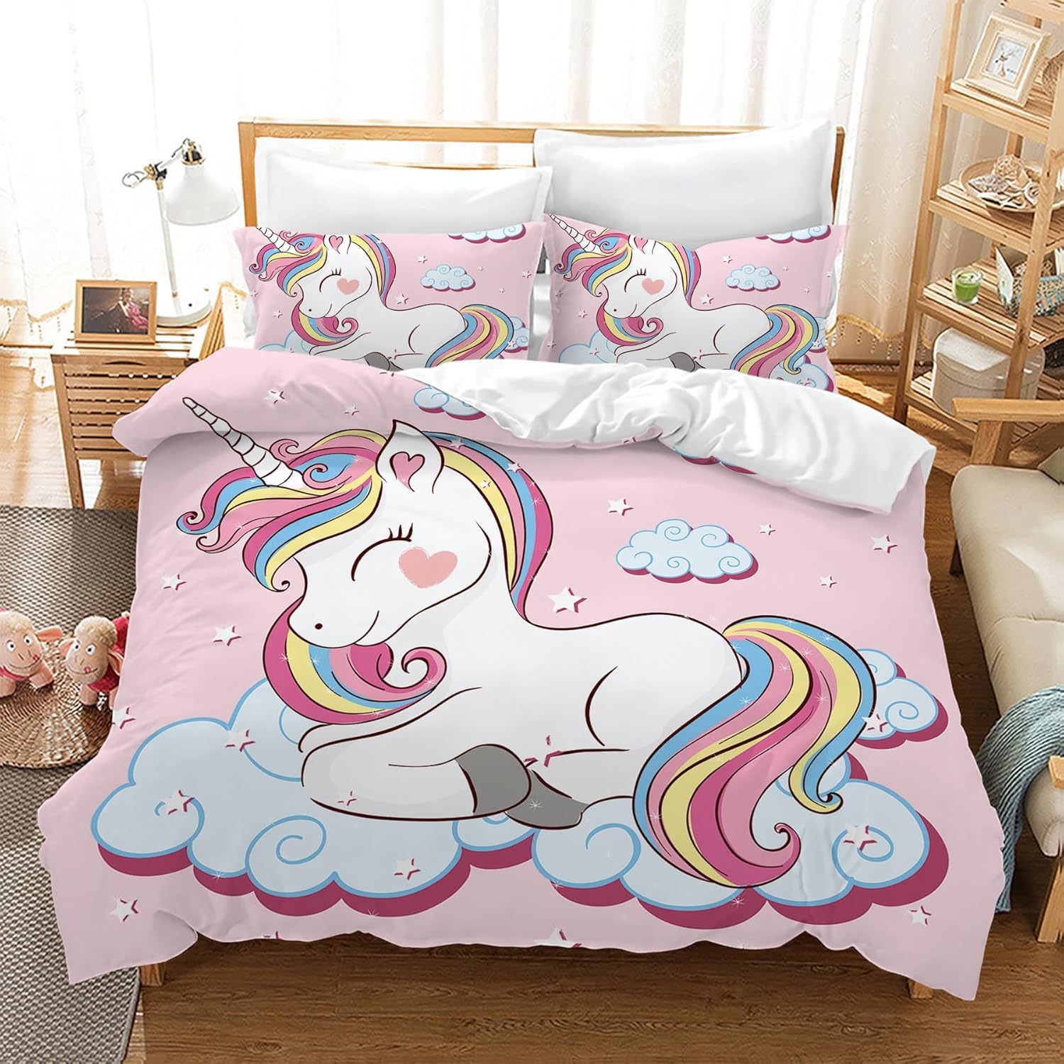 Parure de lit king size en microfibre avec housse de couette U3 et 2 taies d'oreiller pour adulte