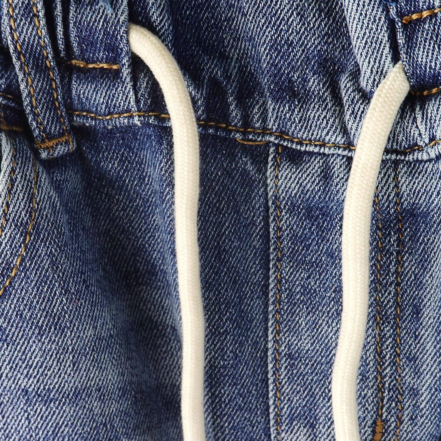 KIDSCOOL SPACE Jeans in Denim Colorati a Gamba Larga per Bambine, 5-14T Vita Elastica Larga con Pantaloni Svasati Strappati con spago