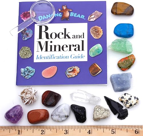 Miniatura 3 de DANCING BEAR -Colección Rock & Mineral de 15 piezas con caja de coleccionistavitrina, hoja de identificación, libro de roca, lupa, juego de