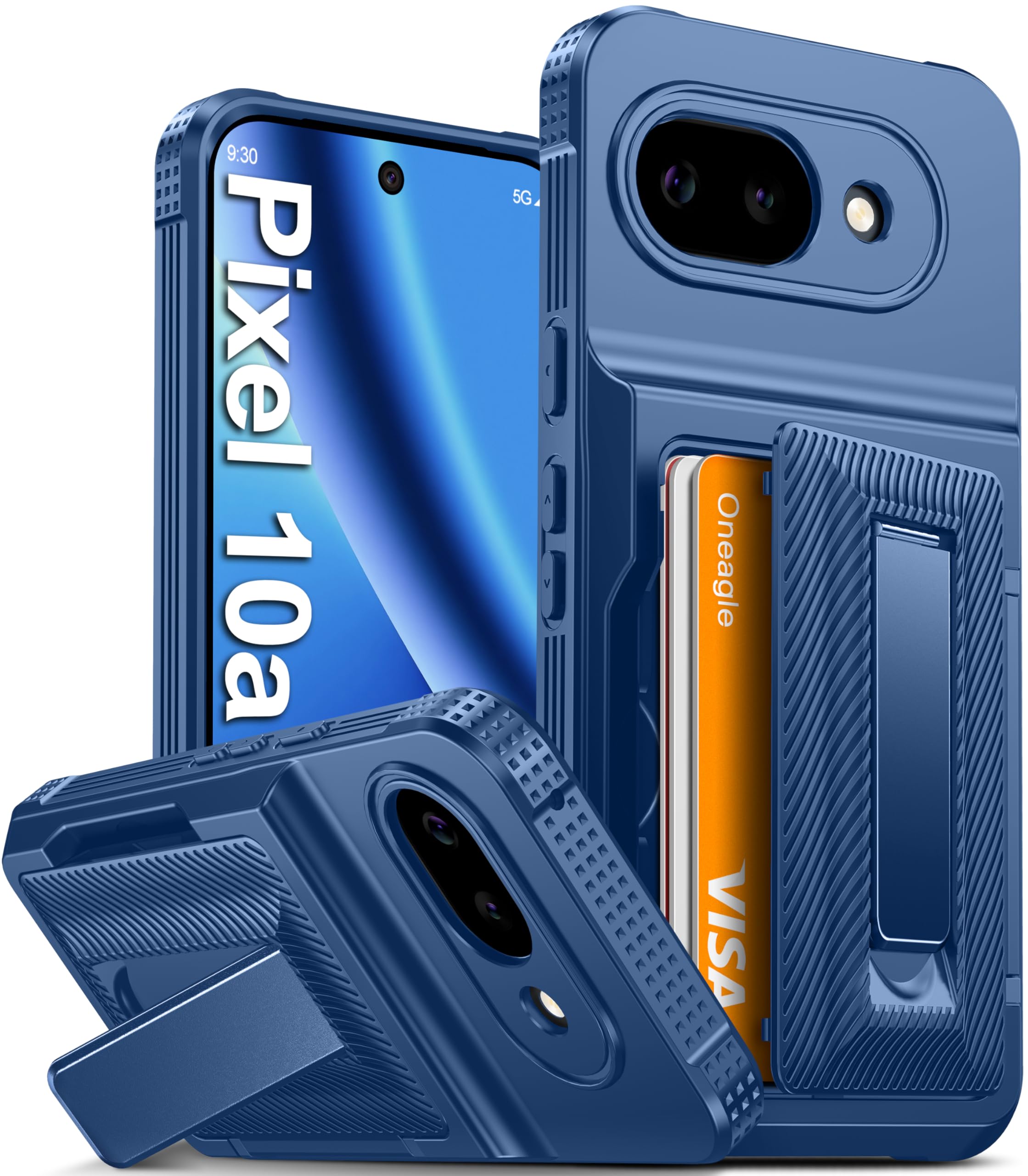 for Google Pixel 10a Wallet Case with Card Holder & Metal Kickstand