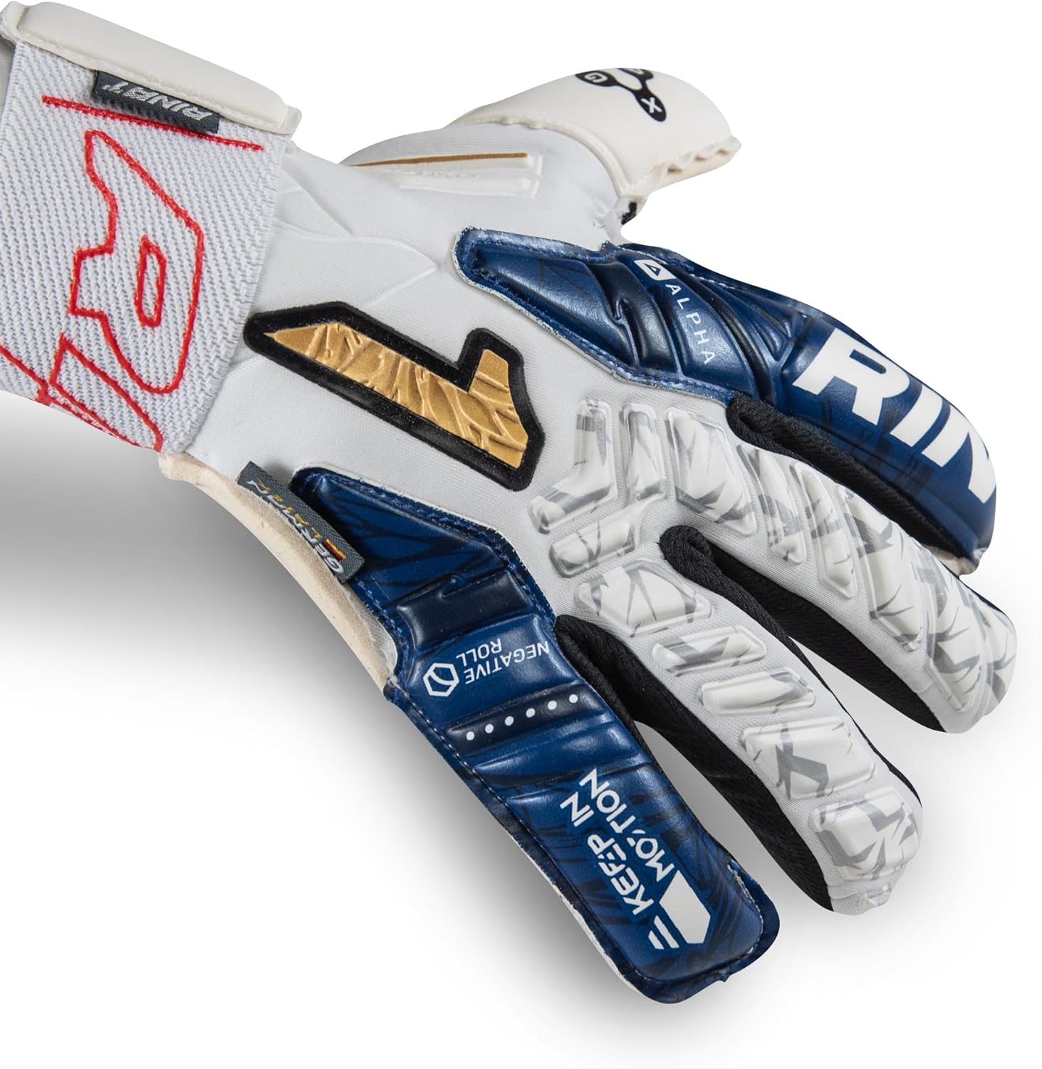 Rinat Egotiko Vengador Pro-Alpha Goalkeeper Gloves, AXG Formula Latex Grip, Hybrid Negative-Roll Cut, Impact Absorption, Breathable