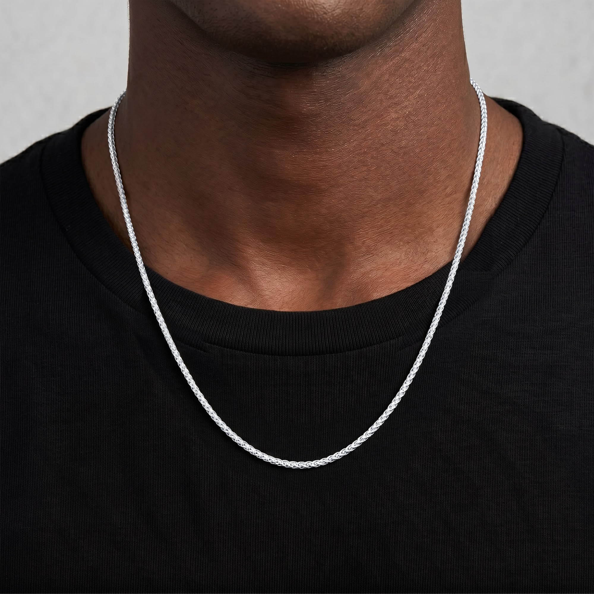 SLOONG Halskette Herren Silber 2mm Weizen/Venetian Halskette Kette Herren