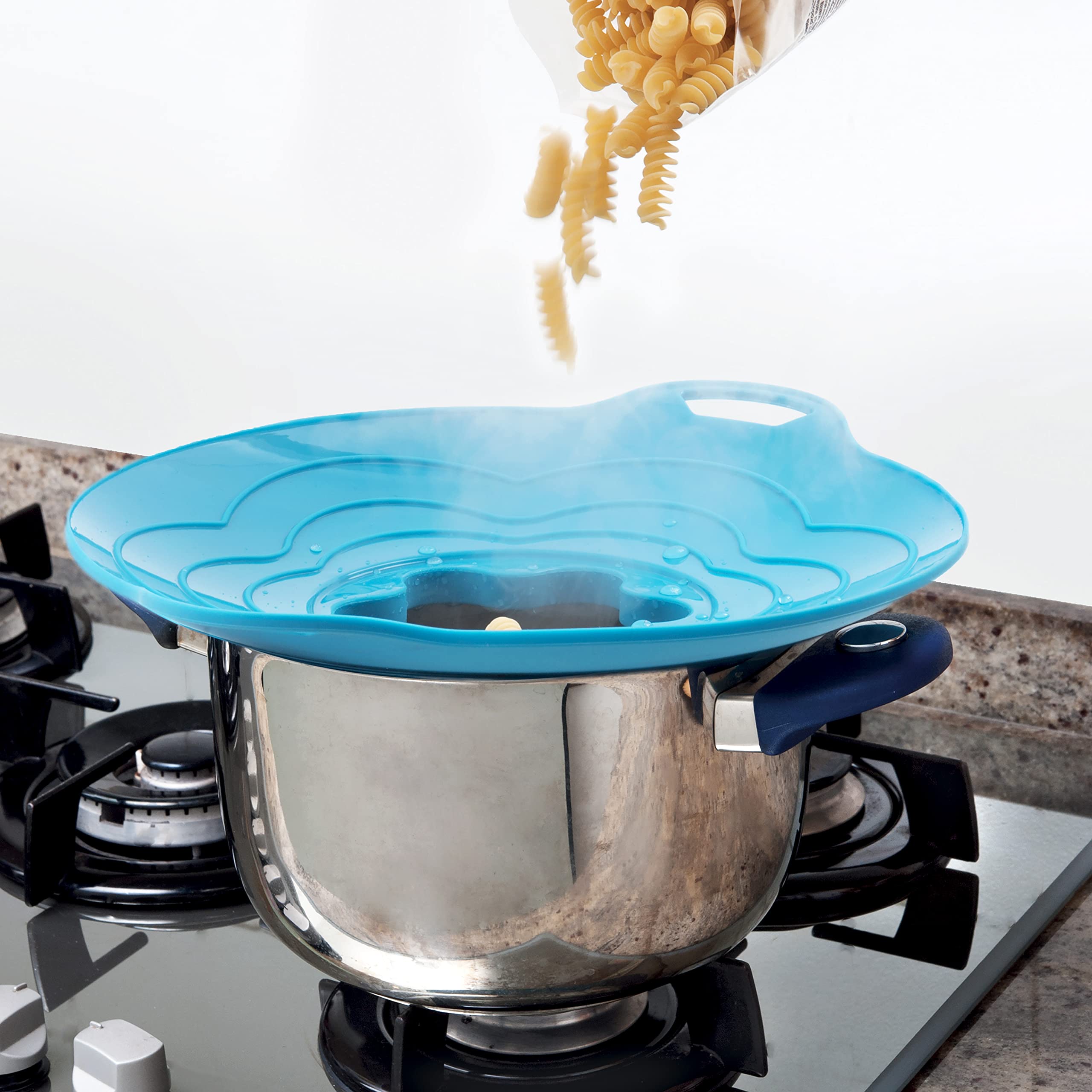 Silikomart |Coperchio in Silicone Vapo Twist con Tappo Rimovibile, Colore Azzurro, Misure Ø220 mm, Made in Italy