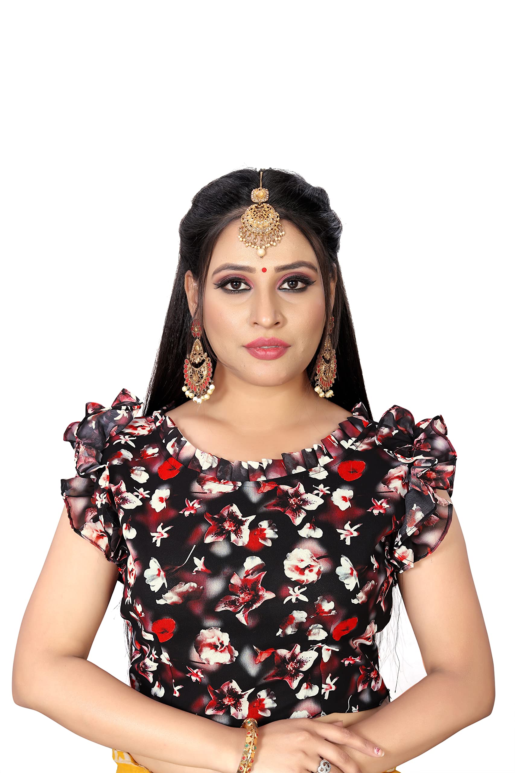 Yogeshvar Creation Georgette Readymade Printed Blouse